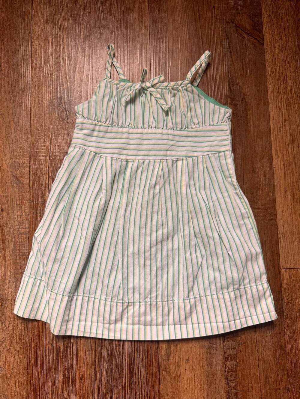 Y2K Old Navy Striped Sundress Green White Yellow Cotton SPR ‘08